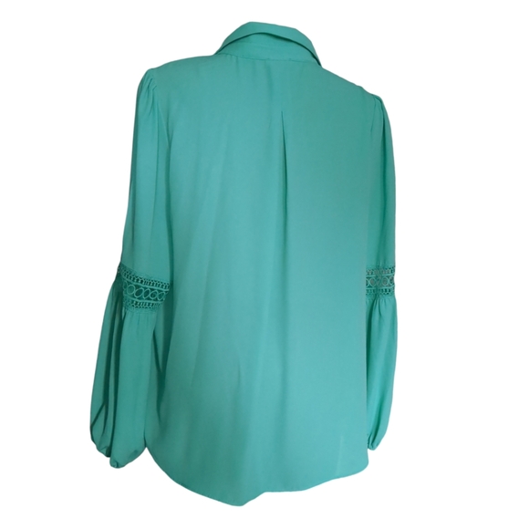 LAURA Luxury Green Long Sleeves Embellished Blouse Size 10 - Picture 6 of 14